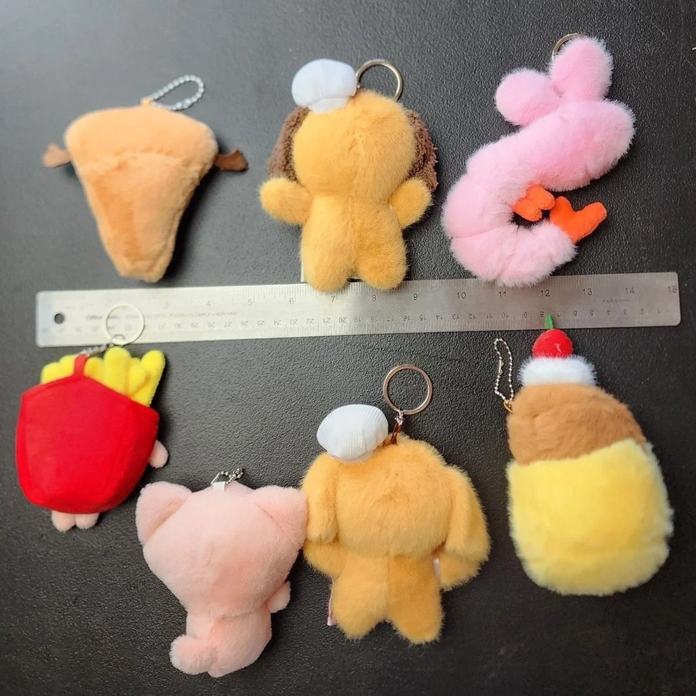 Unbranded Small Multicolor Food Animal Plush Keychain Set Kawaii Bag Charm 7pc